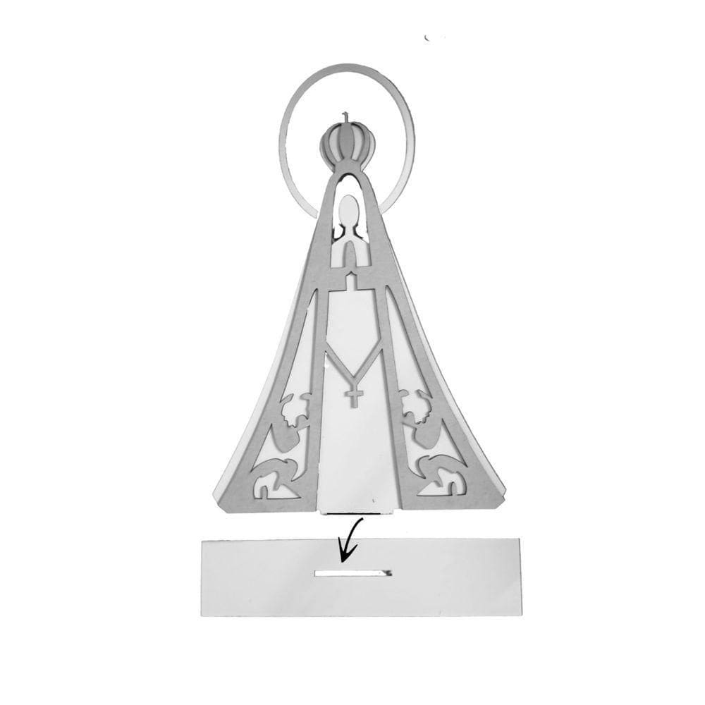 Enfeite De Mesa Em Mdf Nossa Senhora Aparecida Arco Branco [f031]