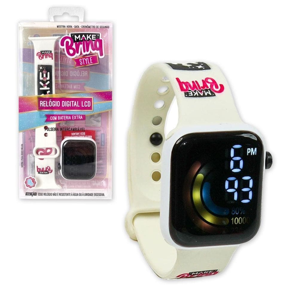 Relógio Digital Infantil Lcd Hora Cronômetro Troca Pulseira