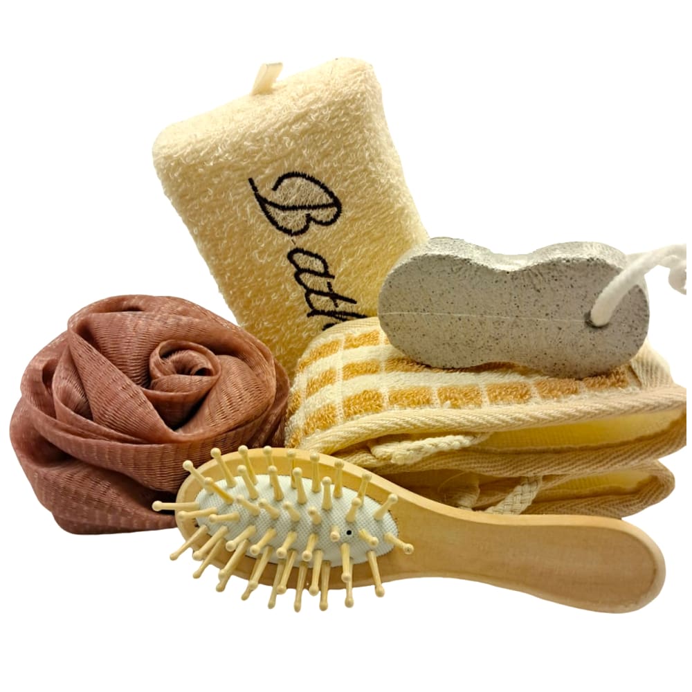 Kit Banho Spa Limpeza Esfoliação e Cuidado Diário 5 Peças Dia Das Mães