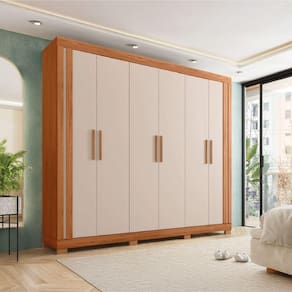 Guarda Roupas Casal 6 Portas 2 Gavetas Qatar Madeirado/Off White Caemmun