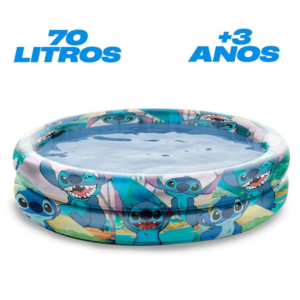 Piscina Infantil Stitch Inflável 70 Litros Acima De 3 Anos