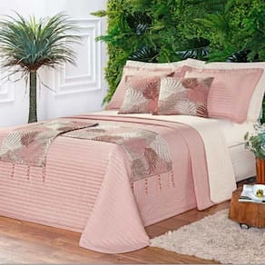 Cobre Leito Queen Print Color Dupla Face Micropercal 200 Fios 8 Peças - Rosê
