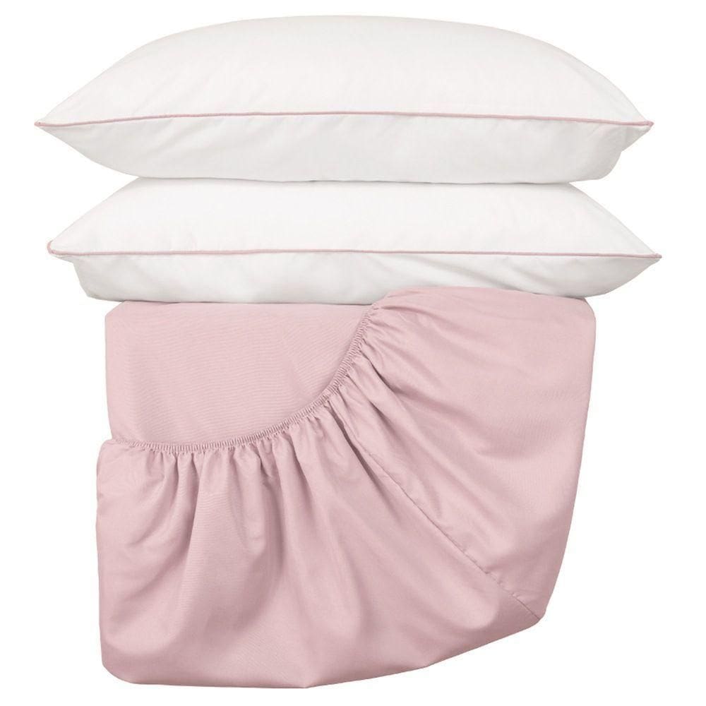 Jogo De Lençol Casal Padrão Linea Micropercal 200 Fios 3 Peças - Rose