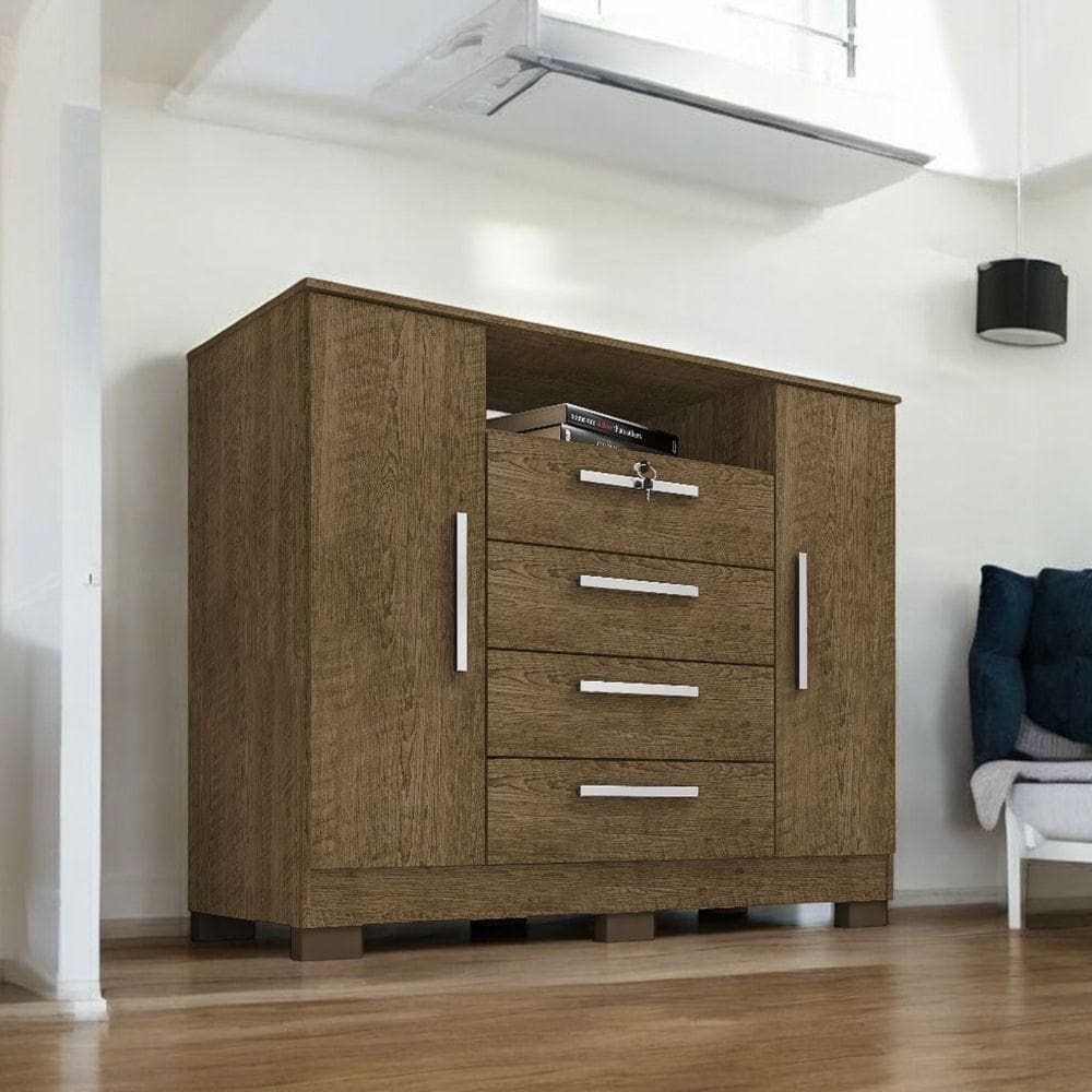 Cômoda London 2 Portas E 4 Gavetas Malbec
