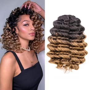 Cabelo de crochê ToyoTree Ocean Wave 14 polegadas, 8 pacotes, loiro ombre