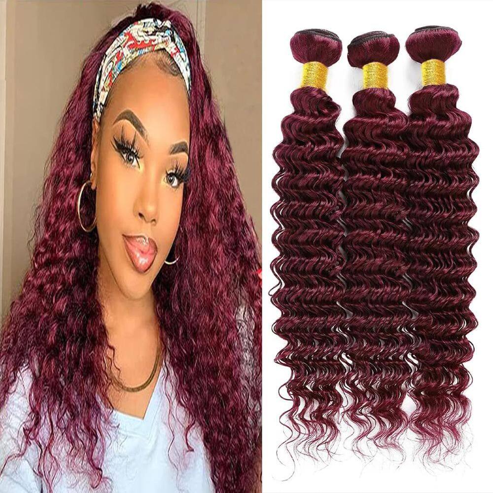 Pacotes de cabelo HeiOwuio #99J Deep Wave Brazilian Remy 45-50cm