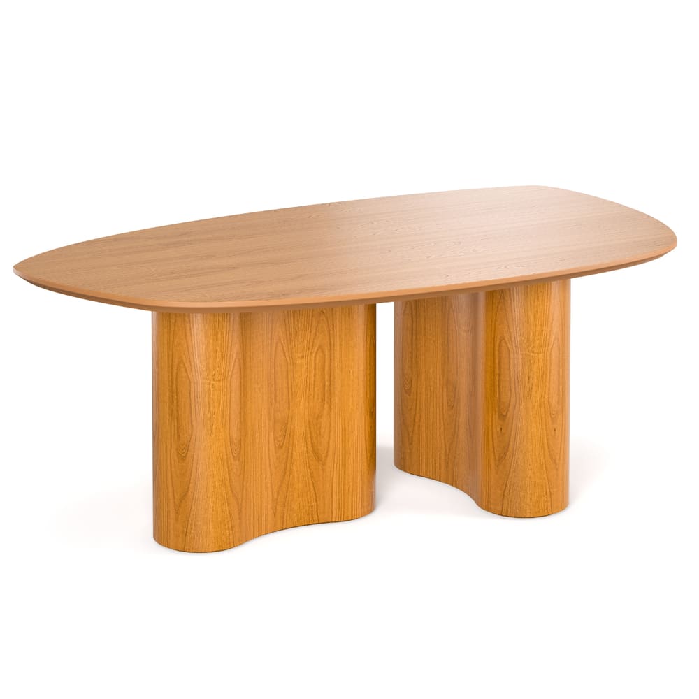 Mesa de Jantar Com Tampo Organico Design Moderno Cinamomo Linha Alta Base Moderna