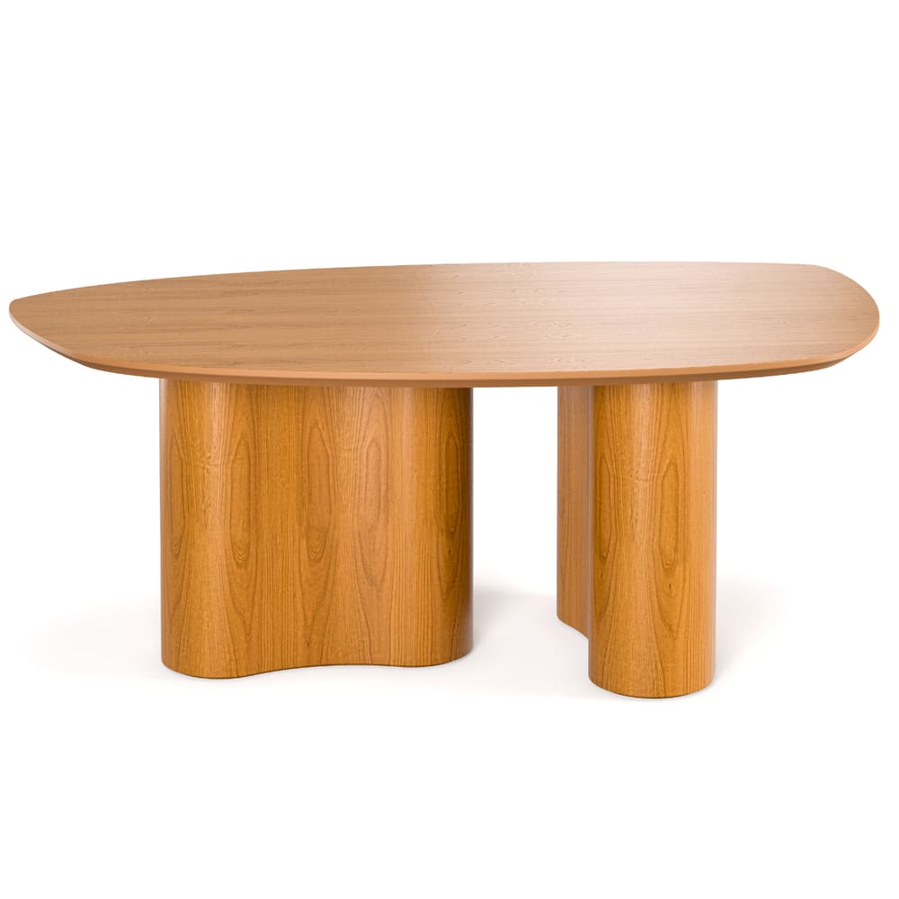 Mesa De Jantar Grande Formato Orgânico Alto Padrão Laminado Cinamomo Base Moderna