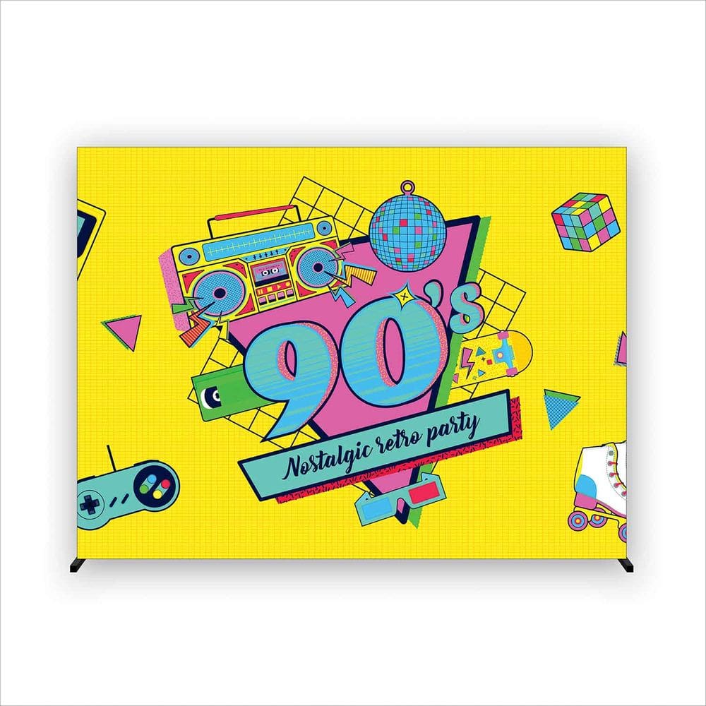 Painel de Festa Retangular Anos 90 4,00x2,80 metros - Fera Print