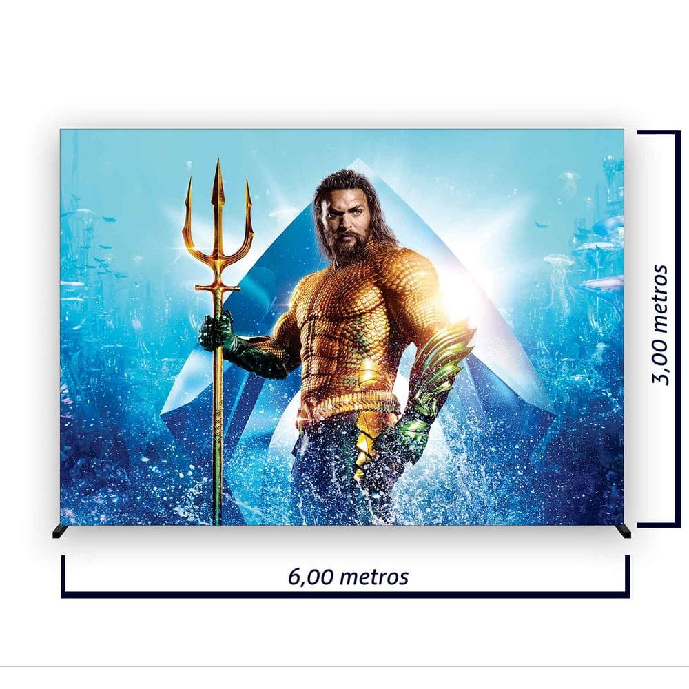 Painel de Festa Retangular Aquaman Várias Medidas - Fera Print