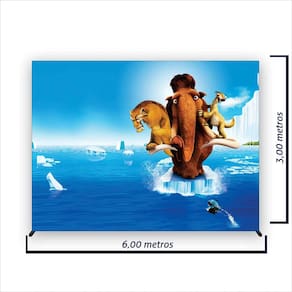 Painel de Festa Retangular Era do Gelo Várias Medidas - Fera Print