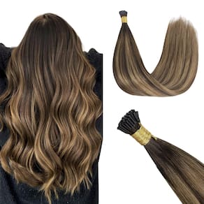 Extensões de cabelo GOO GOO I Tip 18 polegadas 50g 50g Brunette Balayage