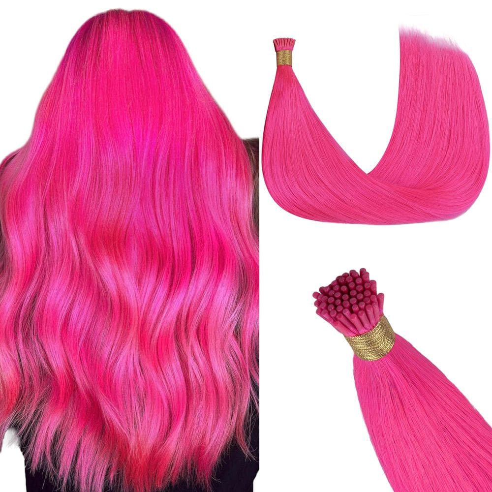 Extensões de cabelo GOO GOO Colored I Tip 18 polegadas 50 g rosa choque