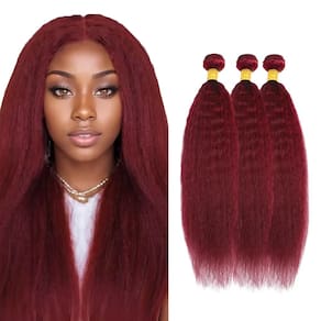 Pacotes de cabelo Vinmdonm Red Yaki e Brazilian Burgundy Yaki