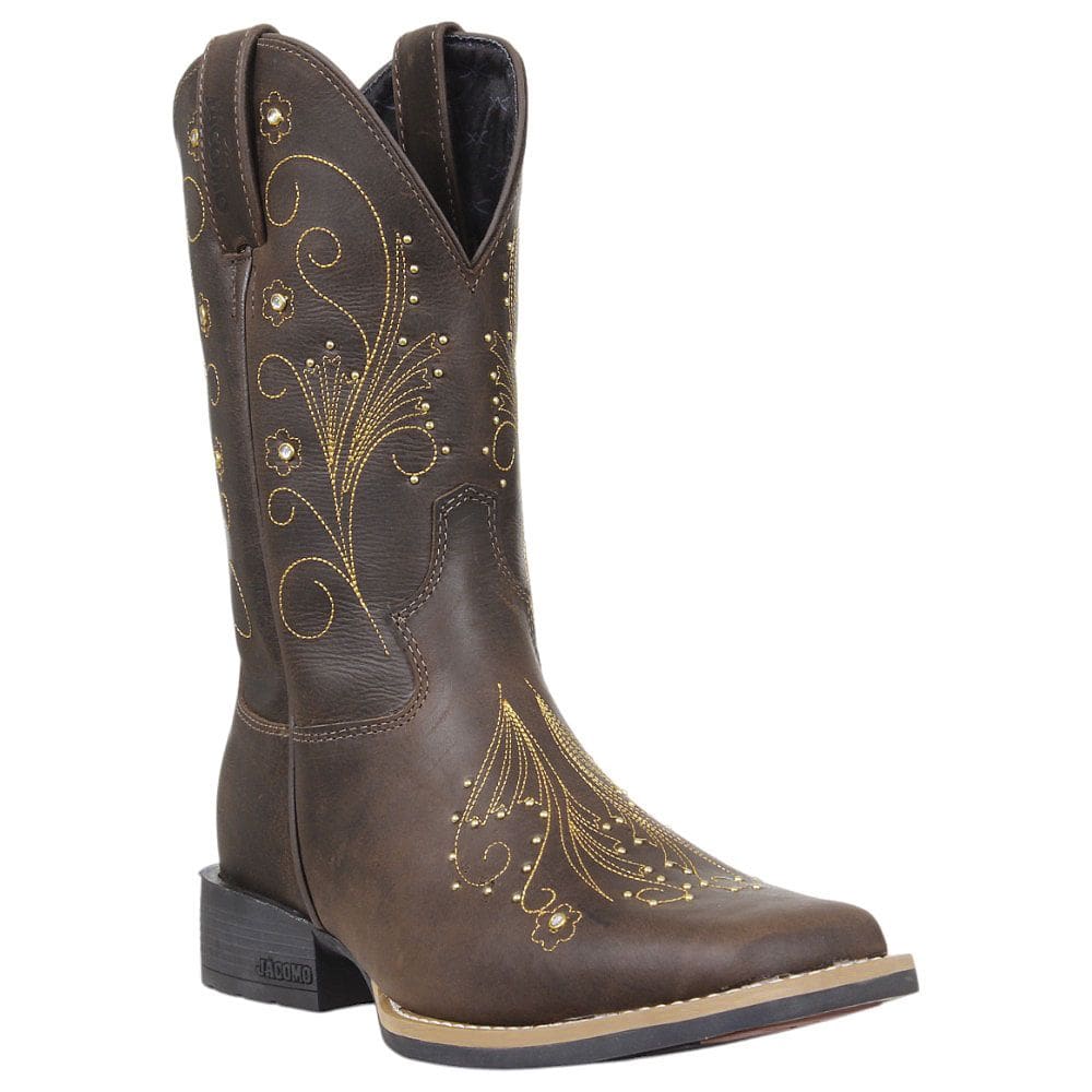 Bota Western Feminina com Bico Quadrado Café Jácomo 38006