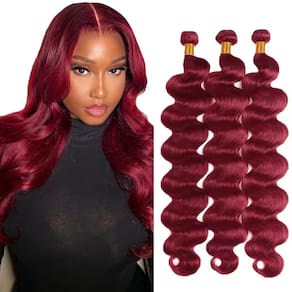 Alongamento de cabelo Vinmdonm 99J Burgundy Body Wave 8A 20-24