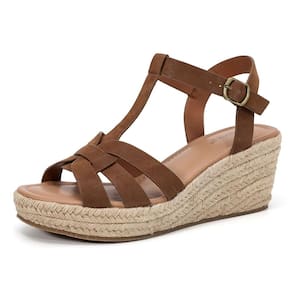 Sandálias Luoika Wedge Wide Width 10XW marrons para mulheres