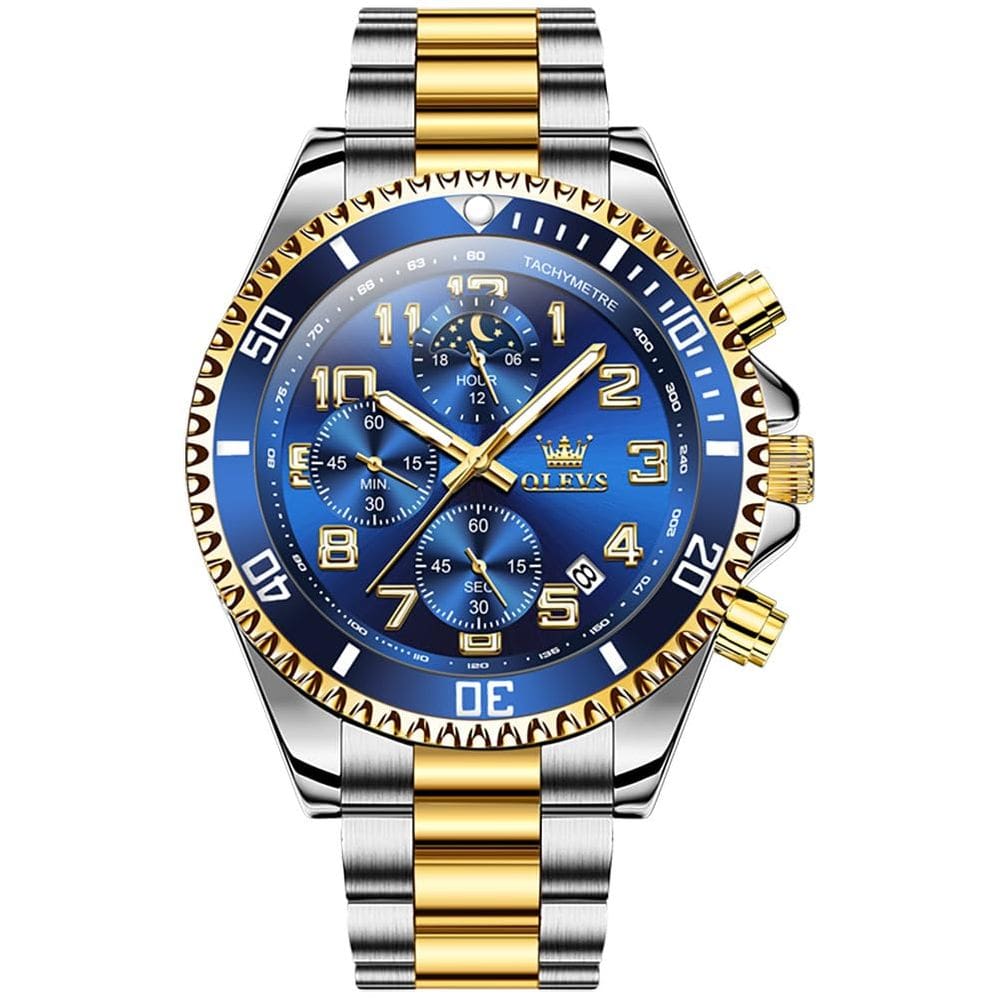 Relógio OLEVS Vestido masculino de luxo Moon Phase Stainless Steel