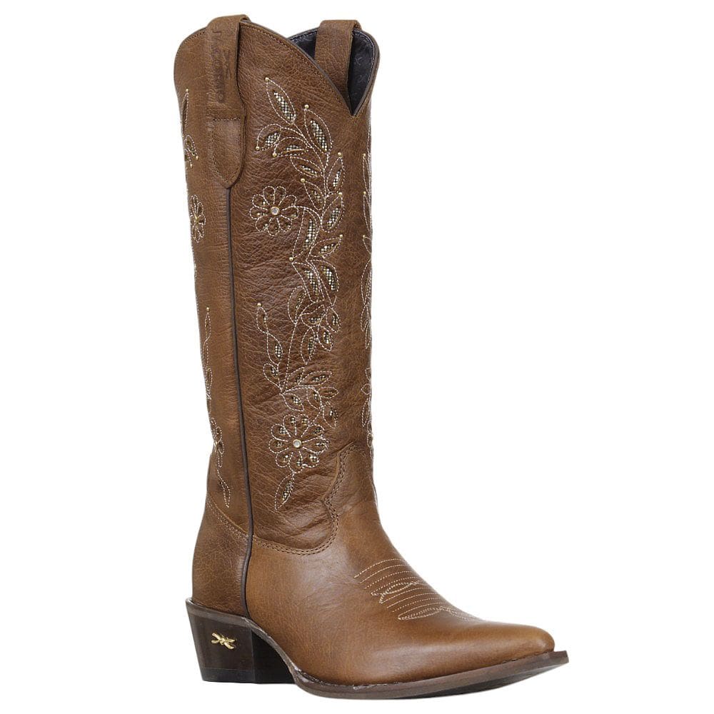 Bota Texana Feminina Bico Fino Marrom Jácomo 38003