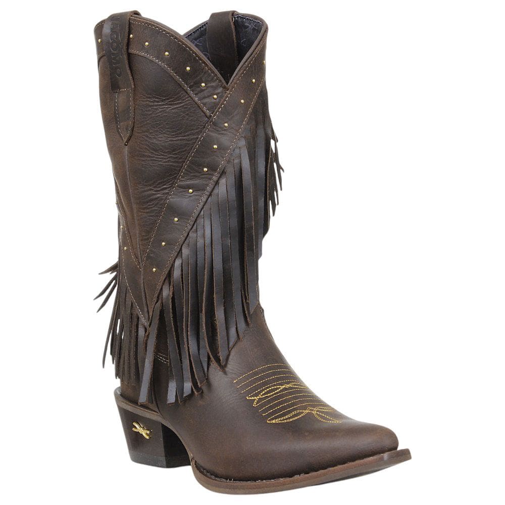 Bota Texana Feminina com Franjas Café Jácomo 38004