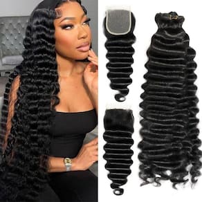 Pacotes de cabelo e usoels de fechamento Loose Deep Wave 14 16 18+30cm