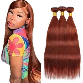 Pacotes de cabelo HuxoWax Reddish Brown Straight 8A Brazilian