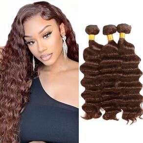 Pacotes Hair Weave NiegMeag Brown Deep Wave 20 22 24 polegadas