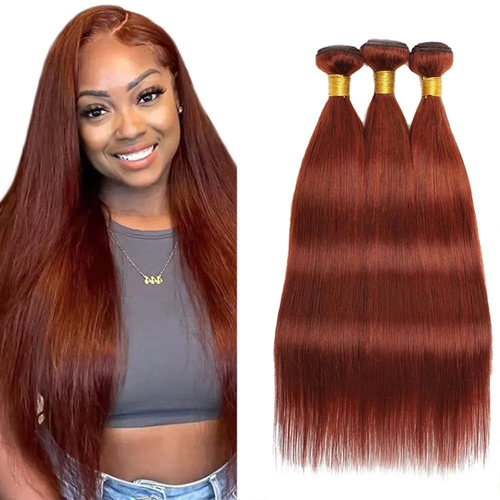 Pacotes de cabelo ZevPiul 22cm Marrom avermelhado 100% virgem brasileira