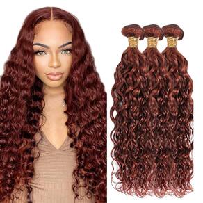 Pacotes de cabelo HuxoWax Reddish Brown Water Wave #33 60-70cm