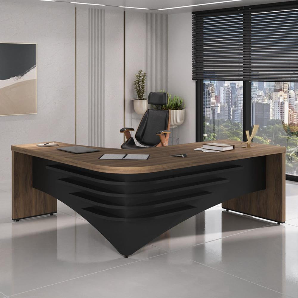 Mesa Tamburato Diretor Ii Ld - Nogal/Preto 6128