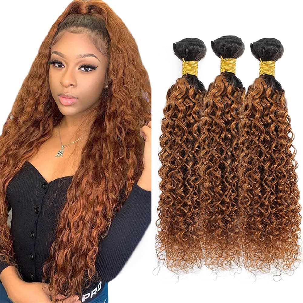 Pacotes de cabelo ZevPiul Kinky Curly Ombre 1b/30 Brazilian Virgin
