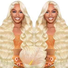 Peruca frontal de renda XNJ 613 Cabelo humano 200% densidade loira 60cm