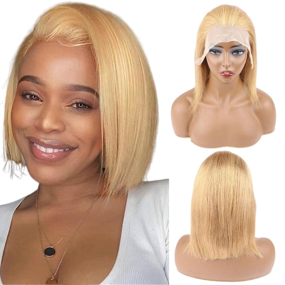 Peruca CISWER Blonde 13x4 Lace Front Bob 30 cm de cabelo humano