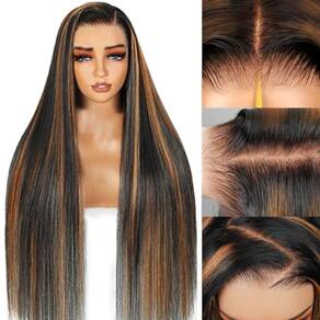 Peruca KEUET Highlight Wear and Go sem cola, 100% cabelo humano