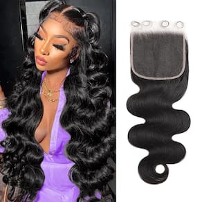 Fecho de renda GYAJEP 5x5 HD Skin-Like Body Wave 40 cm de cabelo humano