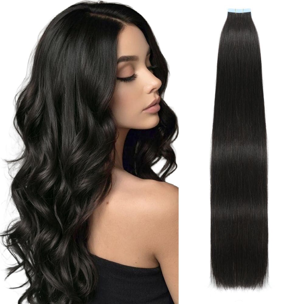 Extensões de cabelo Lveyan Tape em cabelo humano 22cm preto natural
