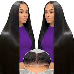 Peruca Indono Wear and Go, sem cola, 66 cm, cabelo humano preto 220%