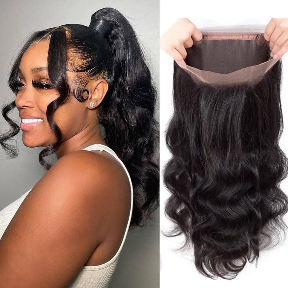 Fecho frontal de renda 360 HD Body Wave 150% Densidade 40cm