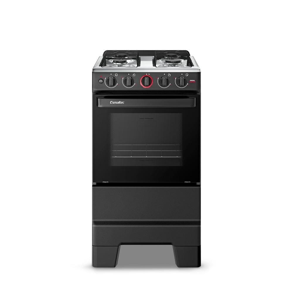 Fogão Esmaltec 4 Bocas Ideal Super Mesa de Aço Inox Preto F4IAP - Bivolt