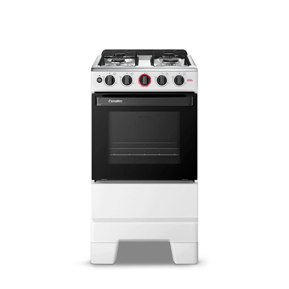 Fogão Esmaltec 4 Bocas Ideal Super Mesa de Aço Inox Branco F4IAB - Bivolt