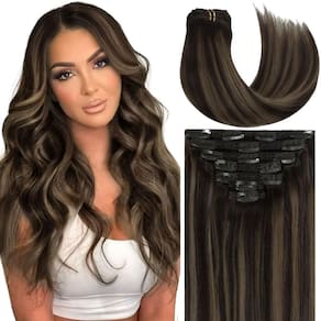 Extensões de cabelo Caliee Clip em cabelo humano 35 cm 120 g 7 unidades