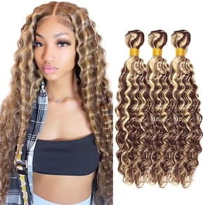 Pacotes de cabelo DiexRlamx Highlight Deep Wave P4/613 56-66cm