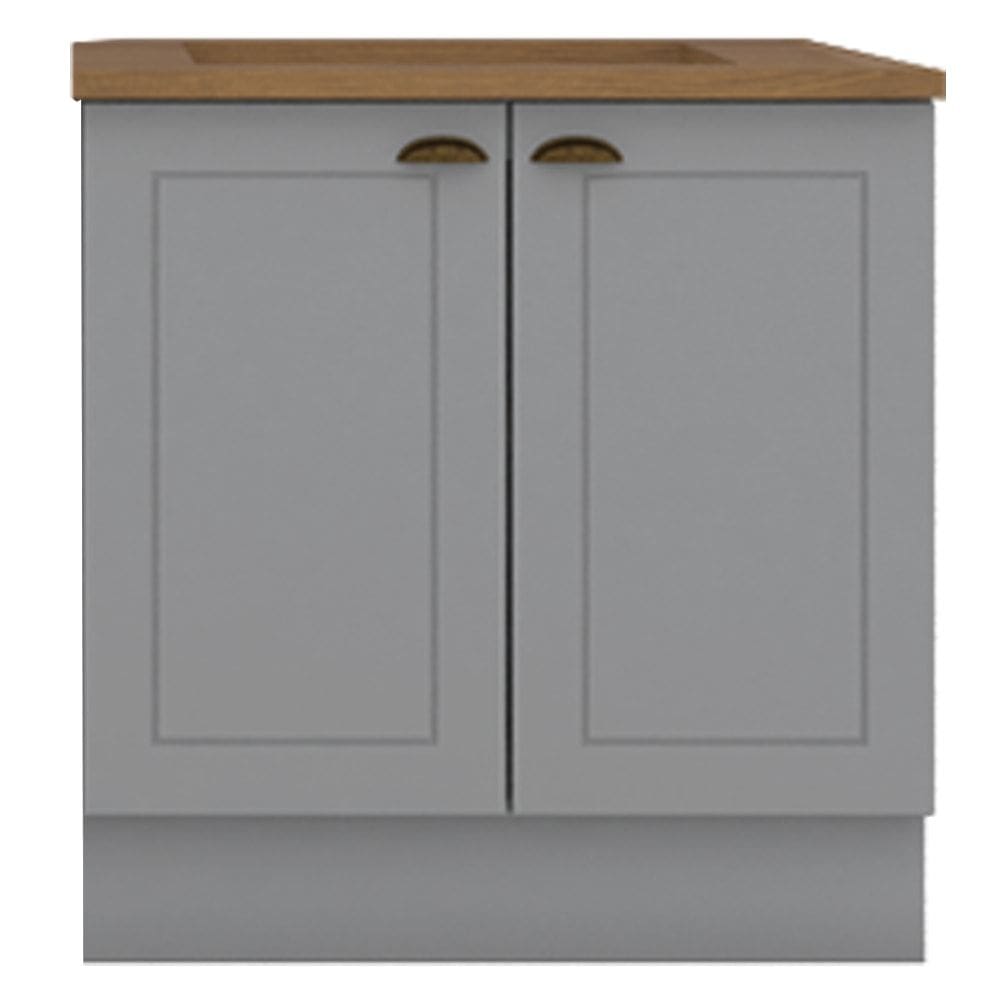 Balcao com Tampo Para Cooktop 2P 80cm Americana Cinza Nature Henn