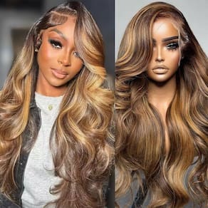 Peruca Indono Highlight Balayage Body Wave 76 cm de cabelo humano