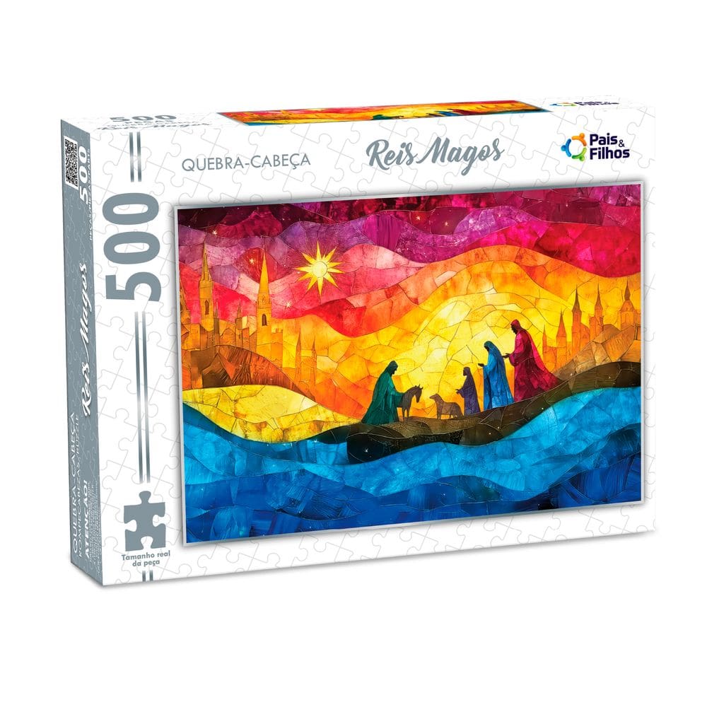 Quebra Cabeça 500 Peças  Colorido Puzzle Tema Reis Magos