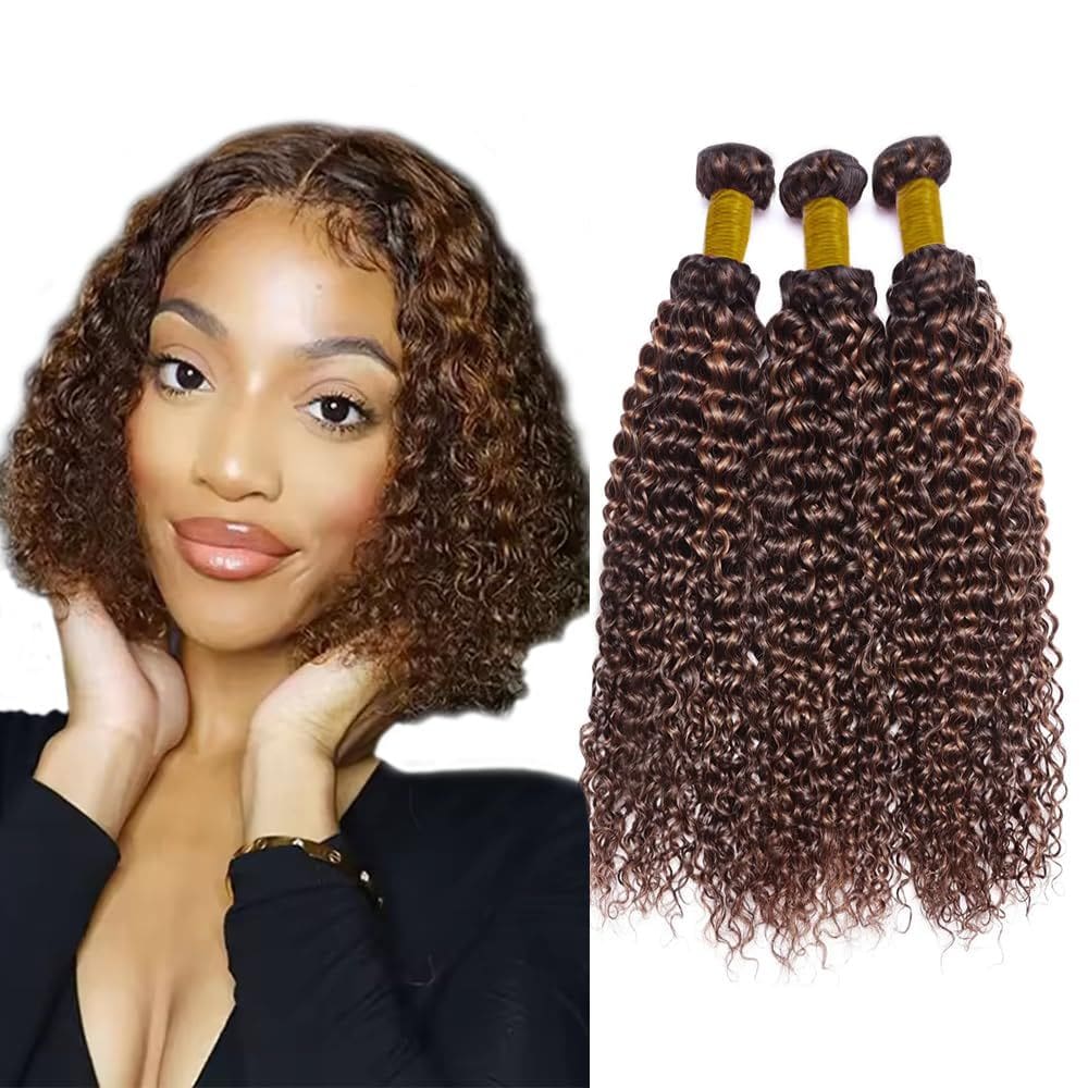 Pacotes de cabelo Lukcttr Highlight Brown Curly 20 25 30cm 300g