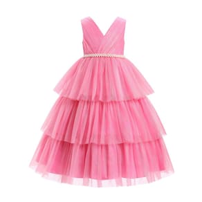 Vestido de dama de honra IBTOM CASTLE para menina rosa de 5 a 6 anos