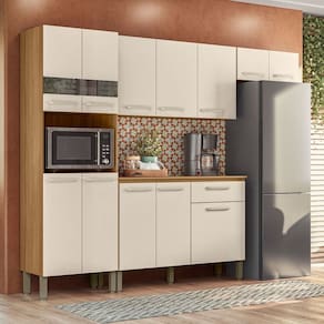 Cozinha Compacta Versalhes 12 Portas 1 Gaveta com Vidro Freijo/Soft - Kits Paraná