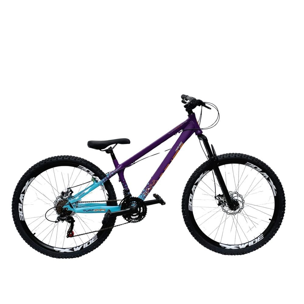 Bicicleta Viking X TUFF44 Xwide Aro 26 Freio a Disco 21 Velocidades Cambios Shimano Roxo azul do Grau