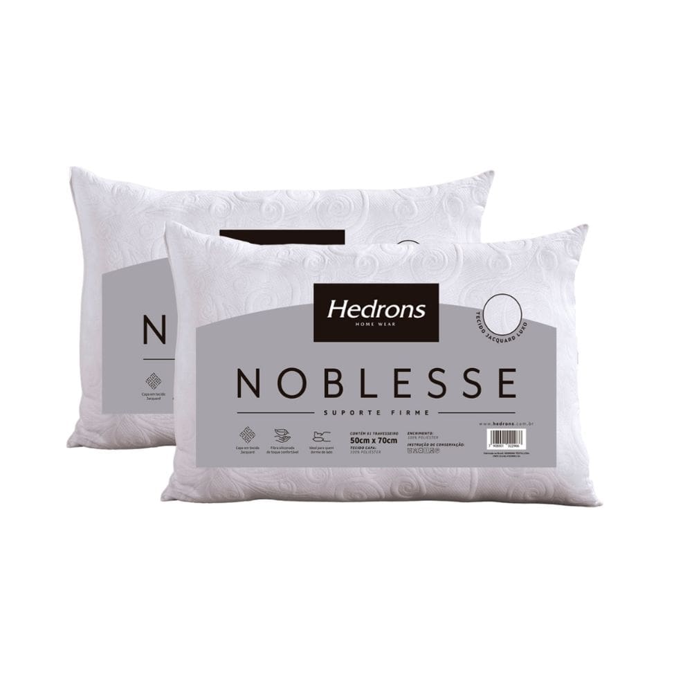 Kit 2 Travesseiros Hedrons Noblesse Jacquard Firme 50x70 cm